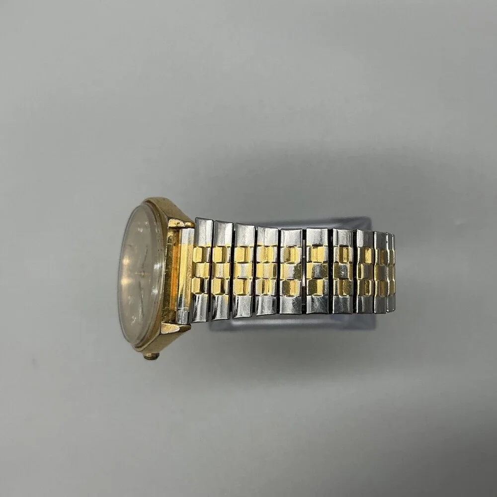 Vintage Pulsar Mens Watch 34mm V533-8A70 Two Tone Day Date Stretch New Battery